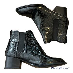 Rag & Bone Walker II Croc Embossed Chelsea Boots Black Size 40 / 10